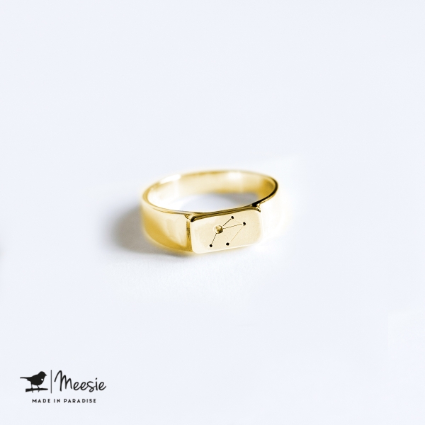 Ring Sterrenbeeld Weegschaal goud op zilver Ring Sterrenbeeld Weegschaal goud op zilver